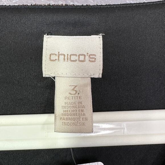 Chico’s Top Size 3P Petite Gold Metallic Crinkle Layered Ruffle Long Sleeve NEW - Picture 5 of 7